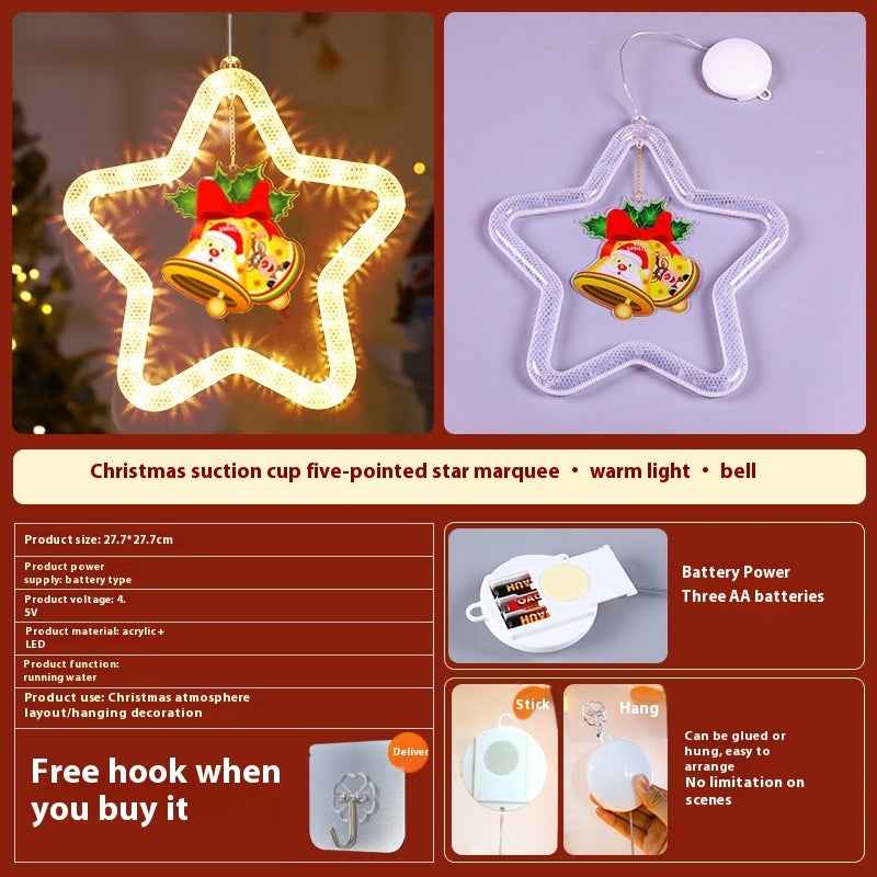Christmas LED Star Decoration | Festive Pendant Lights for Window and Door Holiday Decor - Hafsa Luxury