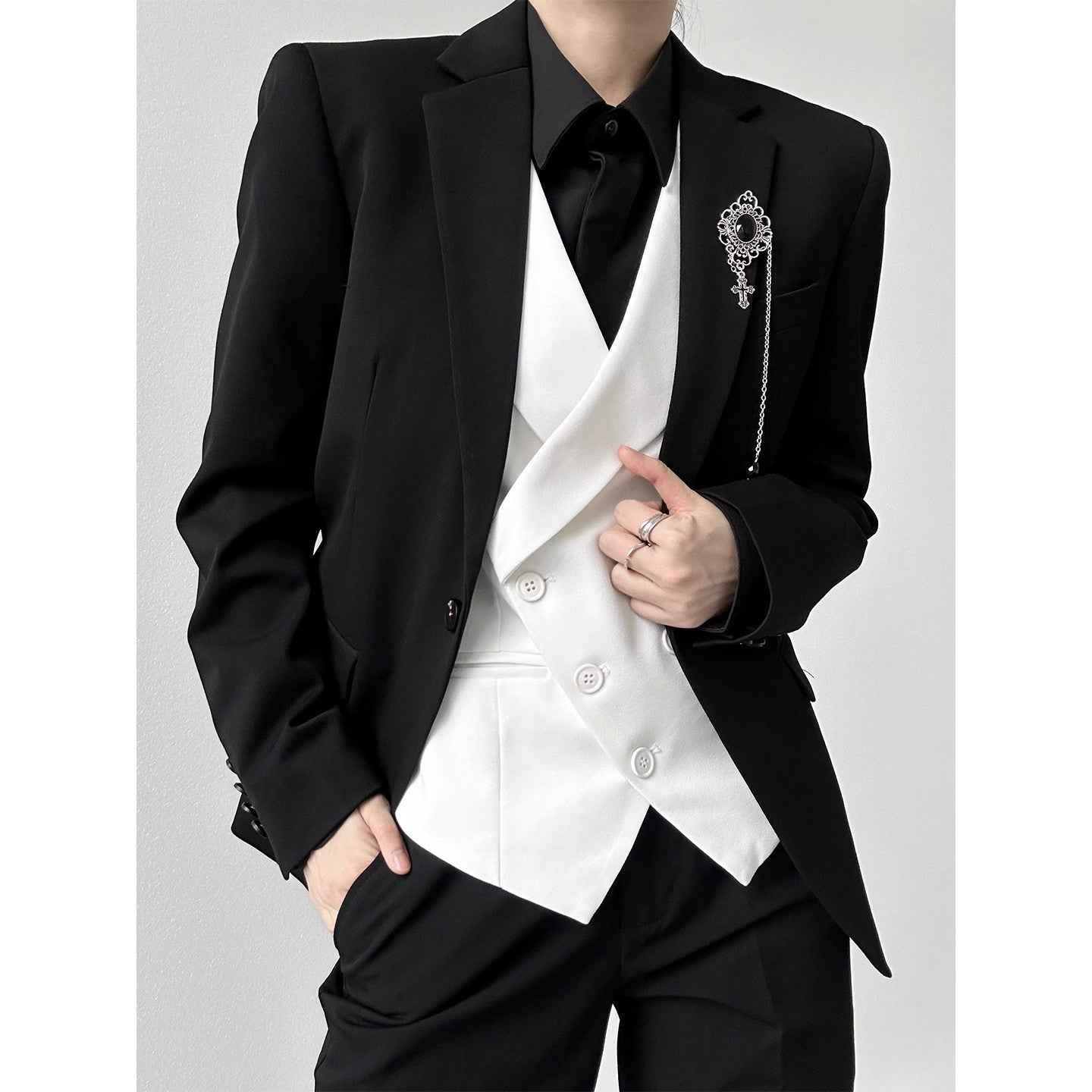 Women's Slim-Fit Suit Vest for Young Women - Premium White Versatile Style - Hafsa Luxury