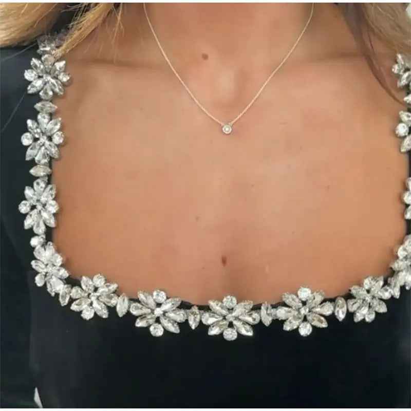 Christmas Elegant Square Neck Long-sleeved Dress With Flowers Rhinestone Design Fashion A-line Short Dresses Spring Clothing For Women - Hafsa Luxury