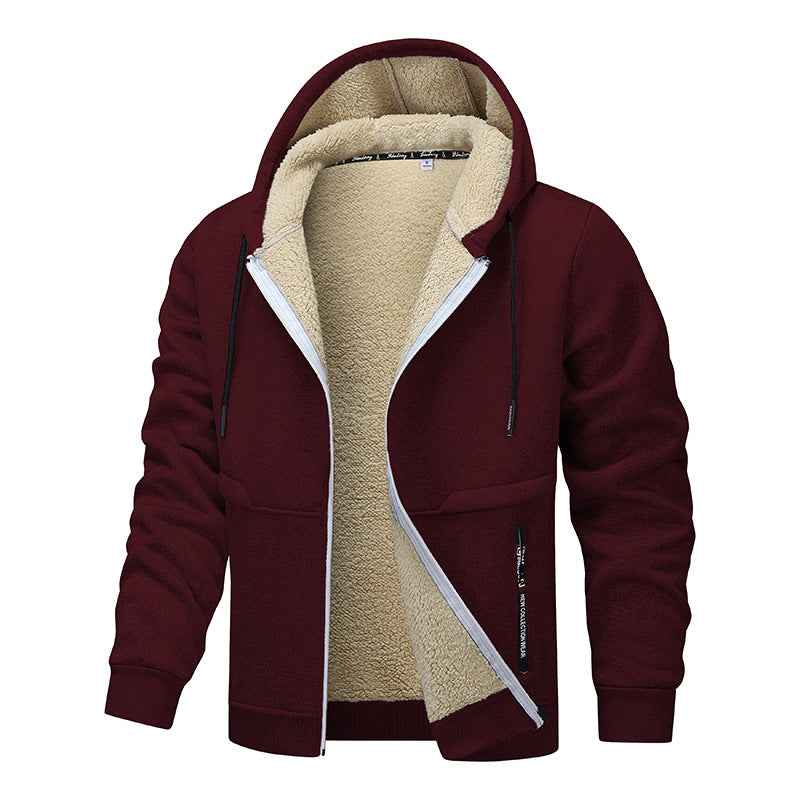 Casual Heavyweight Fleece Hoodies for Men - Thick Sherpa Lined Zipper Jacket for Winter Streetwear Coats - Hafsa Luxury