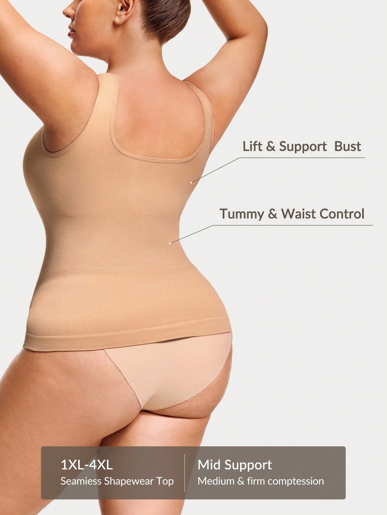 Women's Firm Control Tank Camisole - Bust Support & Tummy Waist Contour