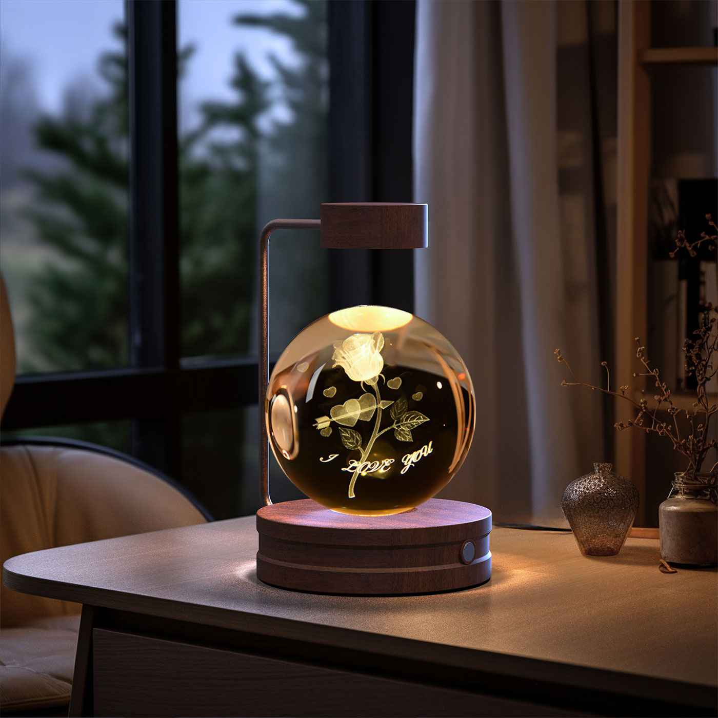 Crystal Ball Cosmic Dinosaur Night Light USB Powered Warm Bedside Lamp for Birthdays - Hafsa Luxury
