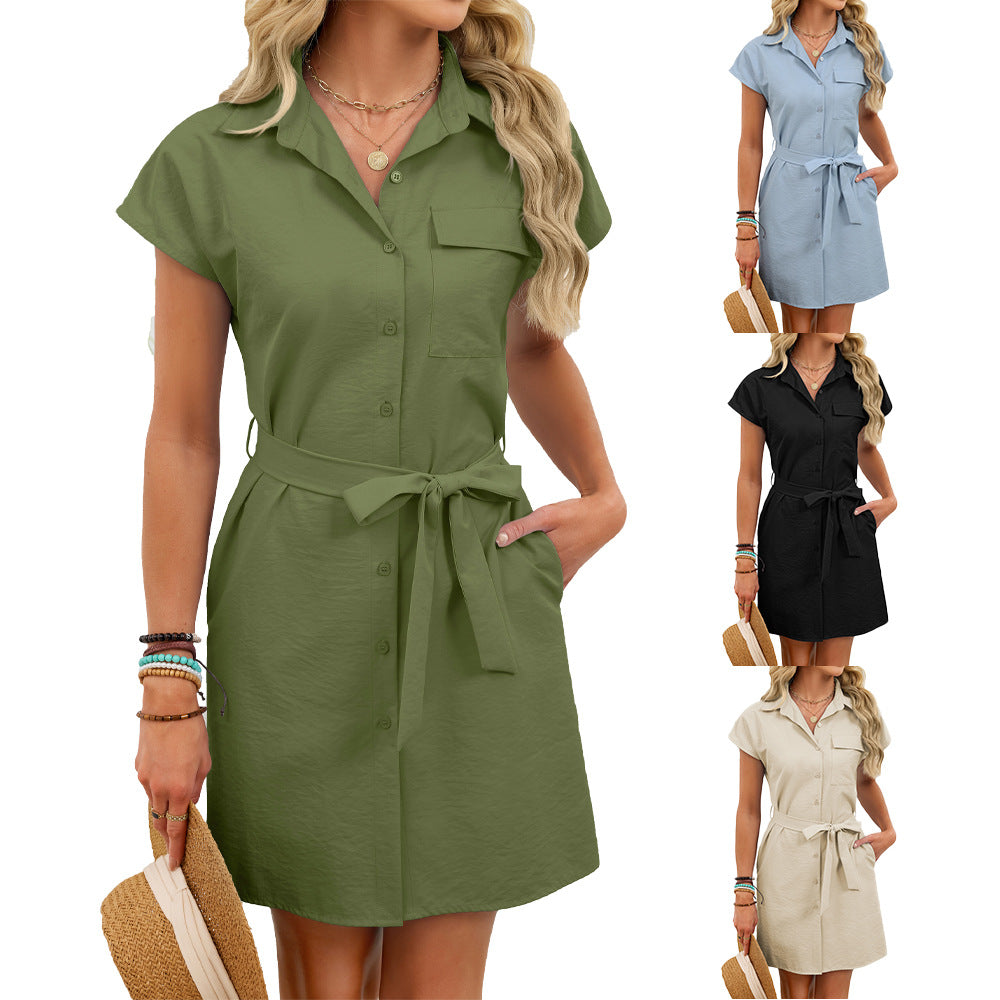 Women's Lace-Up Waist Cinch Dress for Effortless Style - Hafsa Luxury