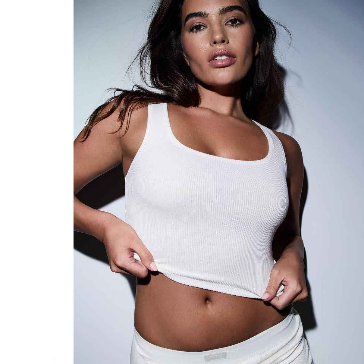 Athleisure Ribbed Knit Camisole With Stretch Straps - Hafsa Luxury