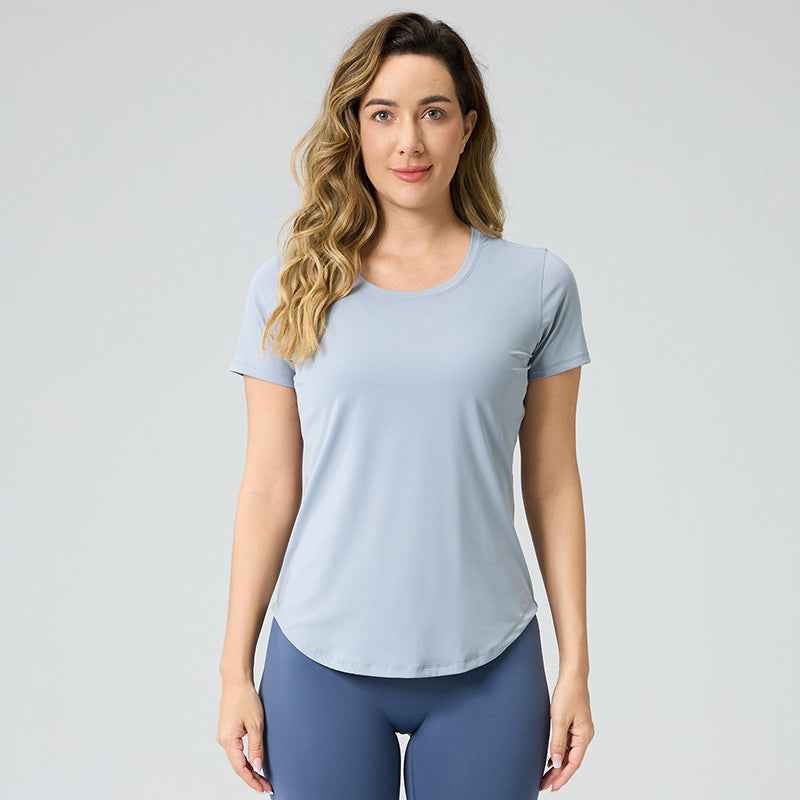 Womens Breathable Yoga Top - Bare-Look Short-Sleeve Design - Hafsa Luxury
