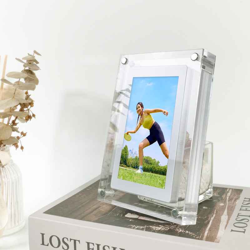 Digital Photo Frame with Video Player - Acrylic Vertical Display, 1GB Storage, Type C Battery - Perfect Gift for Loved Ones - Hafsa Luxury