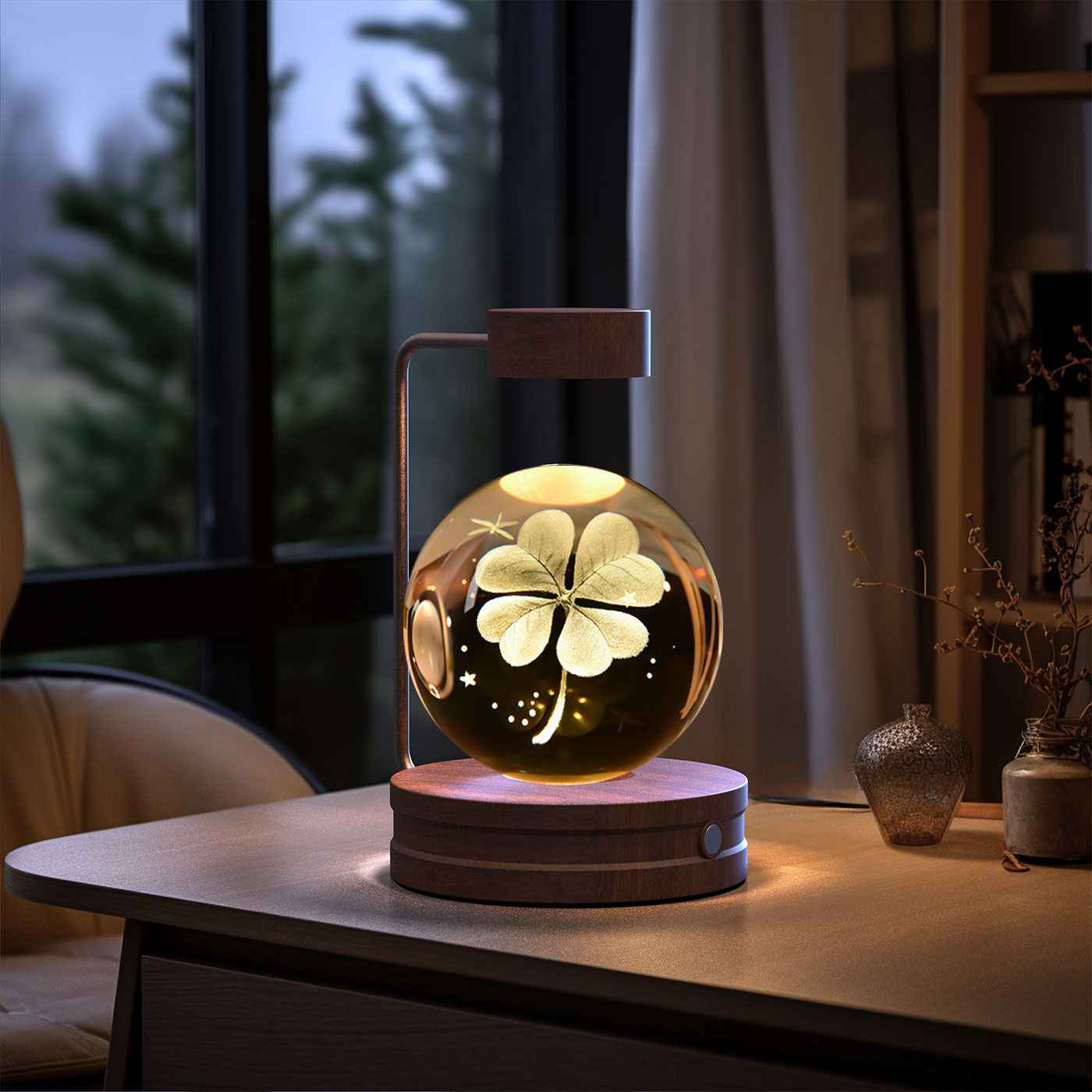 Crystal Ball Cosmic Dinosaur Night Light USB Powered Warm Bedside Lamp for Birthdays - Hafsa Luxury