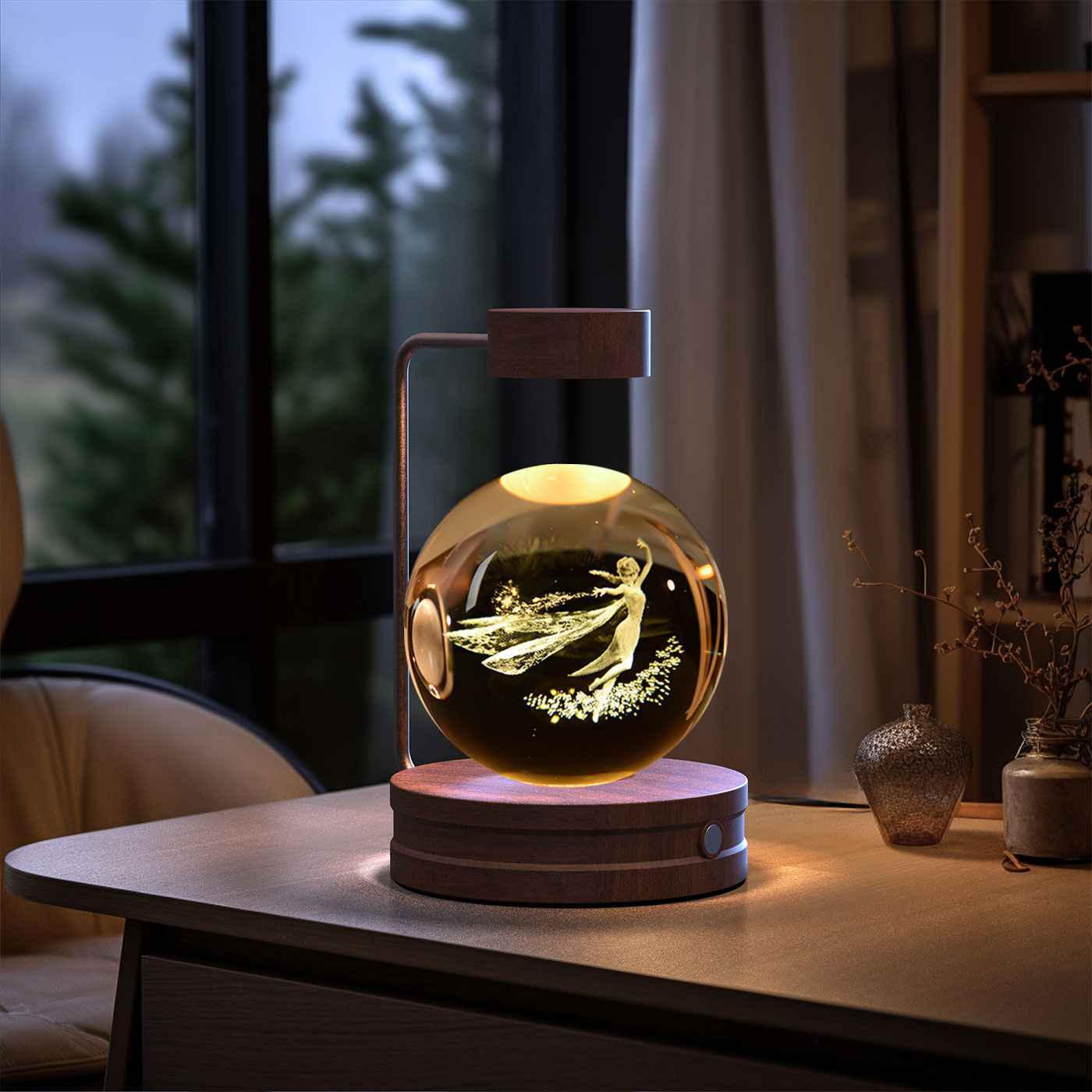Crystal Ball Cosmic Dinosaur Night Light USB Powered Warm Bedside Lamp for Birthdays - Hafsa Luxury