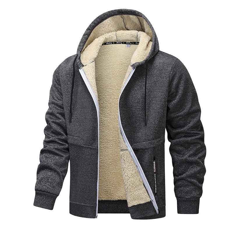 Casual Heavyweight Fleece Hoodies for Men - Thick Sherpa Lined Zipper Jacket for Winter Streetwear Coats - Hafsa Luxury