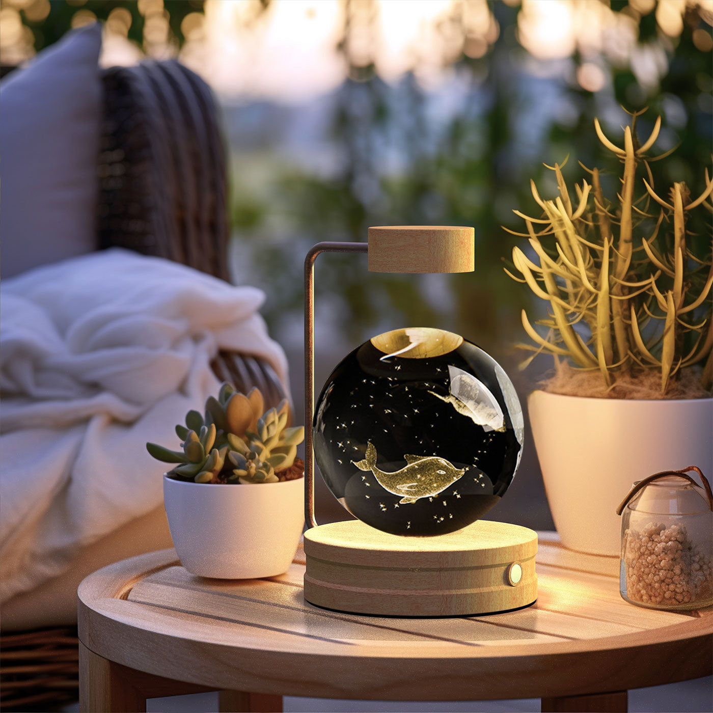 Crystal Ball Cosmic Dinosaur Night Light USB Powered Warm Bedside Lamp for Birthdays - Hafsa Luxury