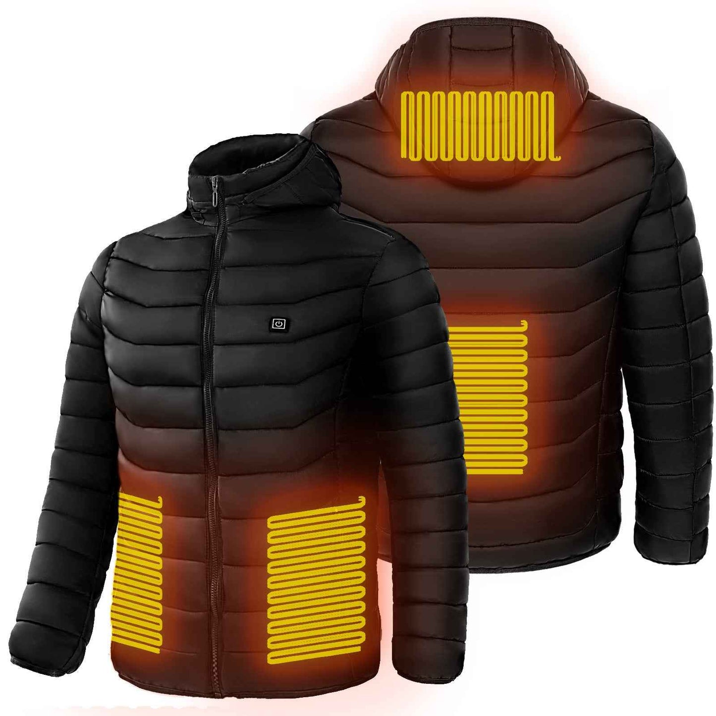 Men Heated Puffer Jacket with Electric Heating Coat 9 Heat Zones Insulated Hood Windbreaker - Hafsa Luxury