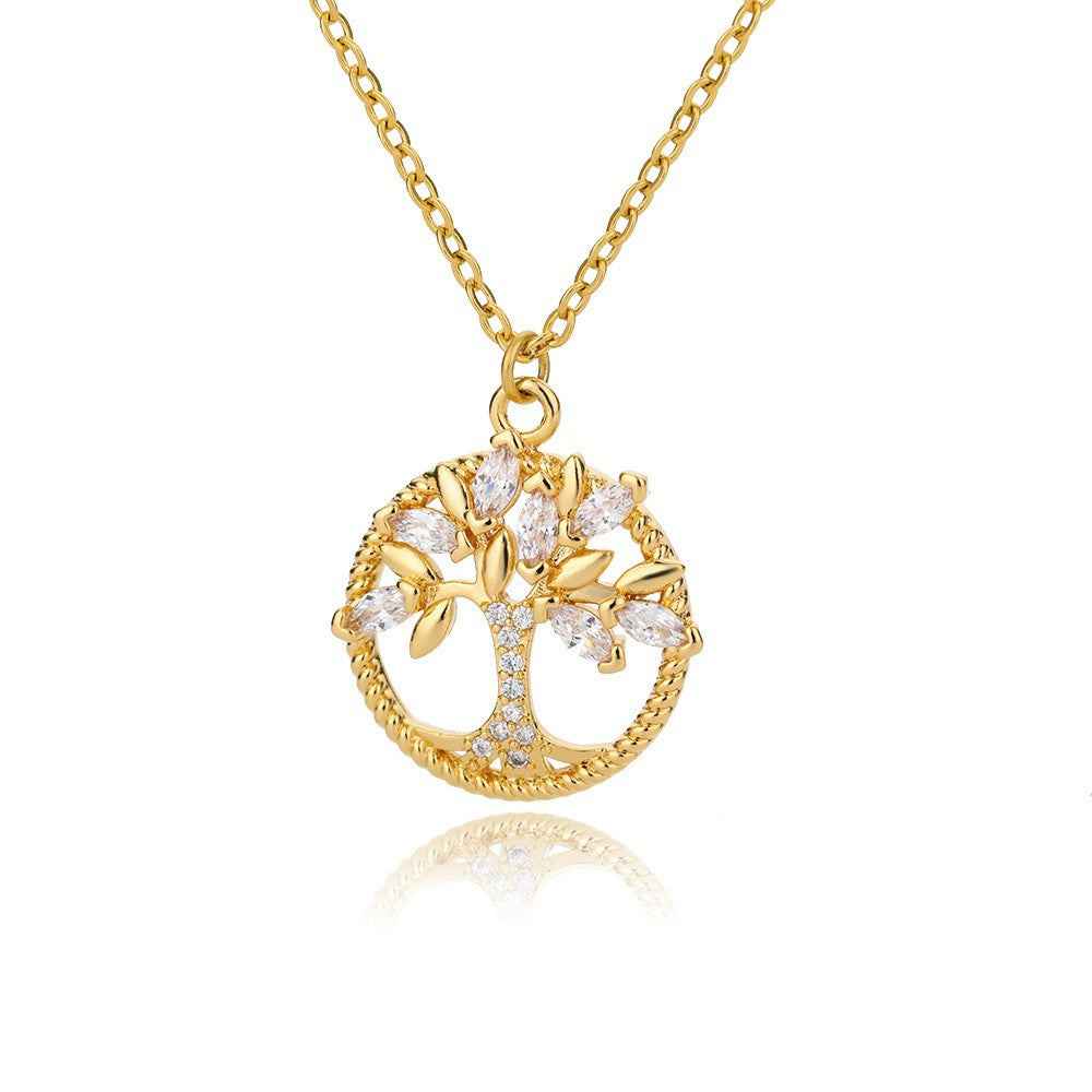 Tree of Life Necklace Rhinestone Pendant Jewelry for Birthday and Valentine's Day Gifts - Hafsa Luxury