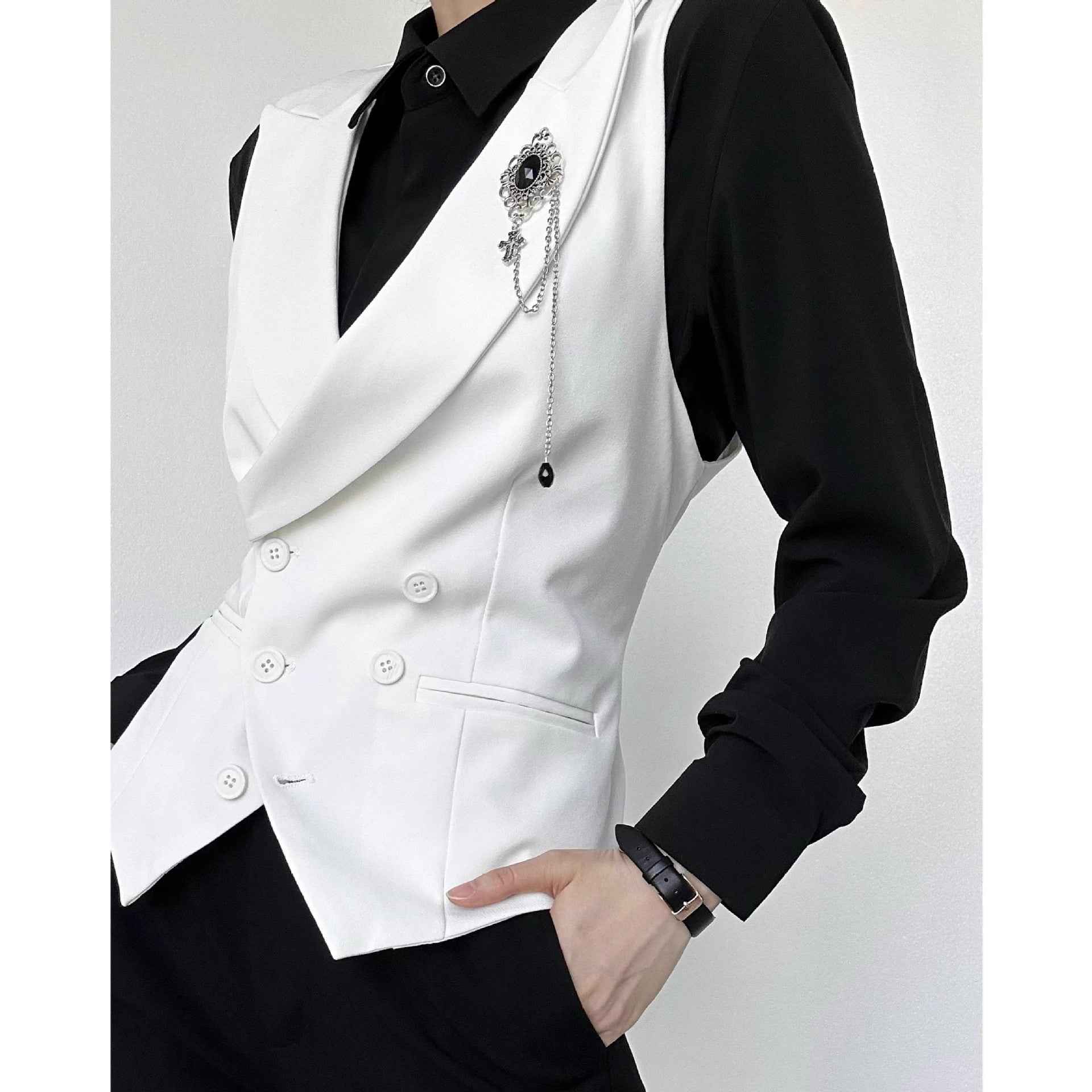 Women's Slim-Fit Suit Vest for Young Women - Premium White Versatile Style - Hafsa Luxury