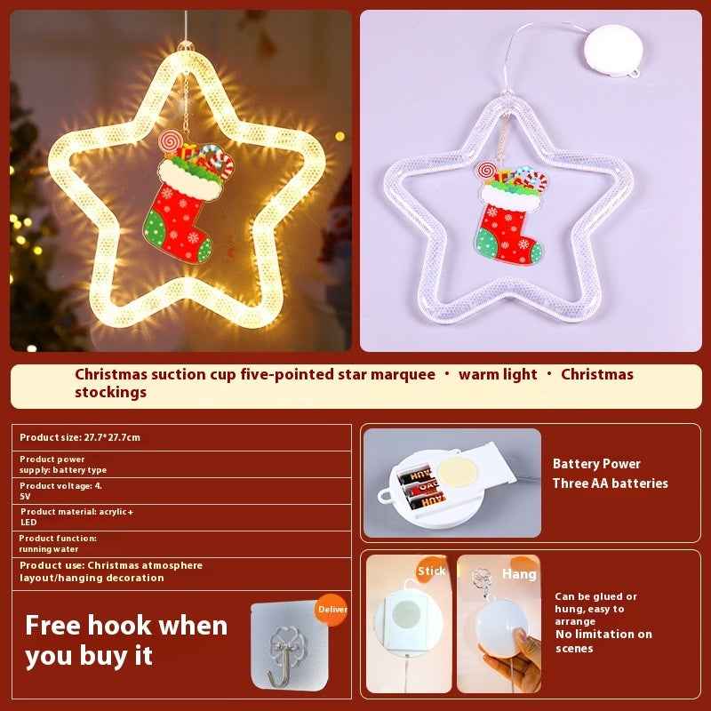 Christmas LED Star Decoration | Festive Pendant Lights for Window and Door Holiday Decor - Hafsa Luxury