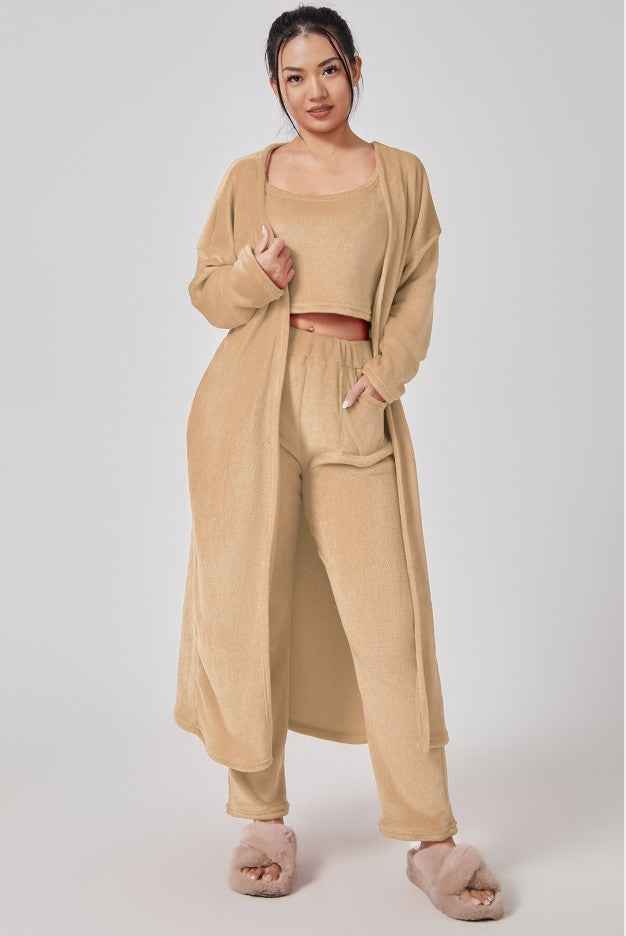 Cozy Pajama Set - 3 Piece Lounge Set for Women, Cute and Warm Matching Winter Dress - Hafsa Luxury