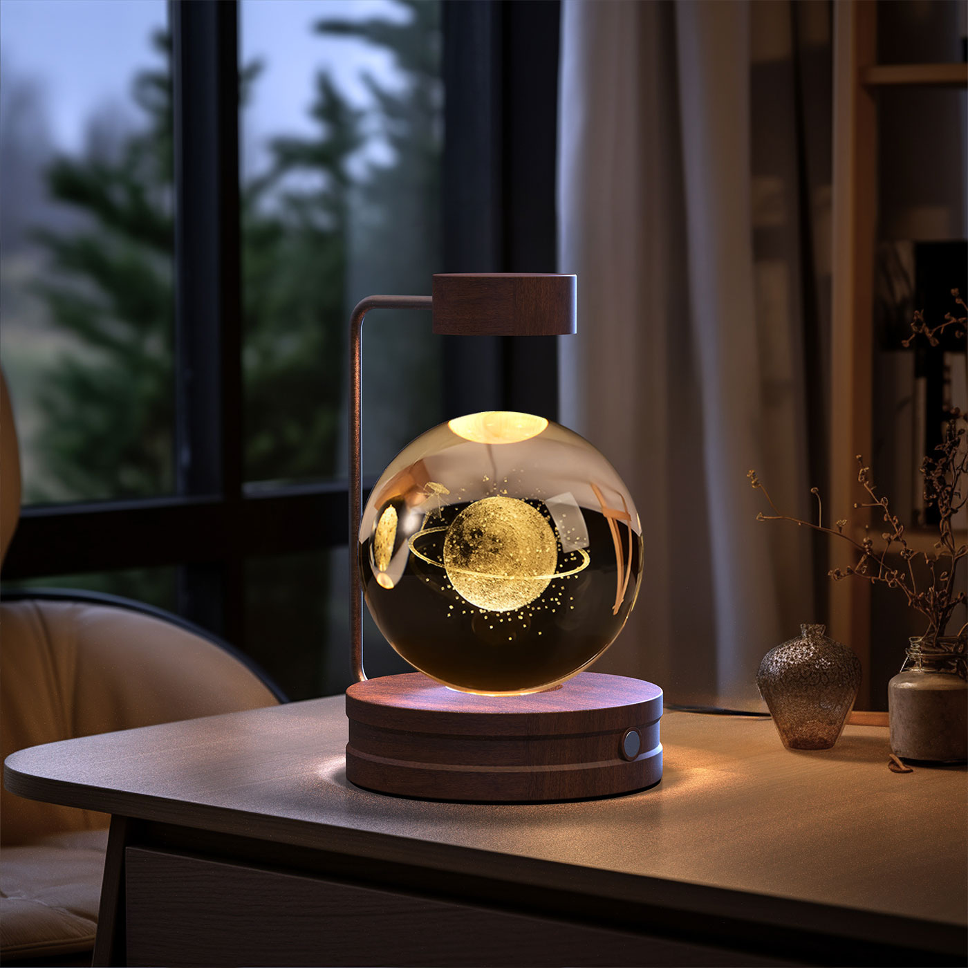 Crystal Ball Cosmic Dinosaur Night Light USB Powered Warm Bedside Lamp for Birthdays - Hafsa Luxury