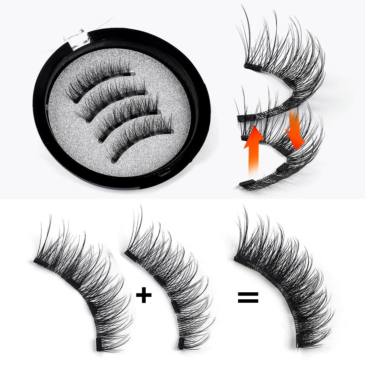 MAGEFY 2 Boxes Magnetic Lashes with Eyebrow Brush Natural Extend Cat Eye Lashes Cross Magnifying Eyes Beauty Makeup Accessory