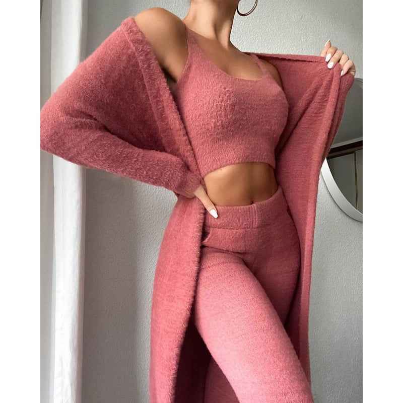 Cozy Pajama Set - 3 Piece Lounge Set for Women, Cute and Warm Matching Winter Dress - Hafsa Luxury
