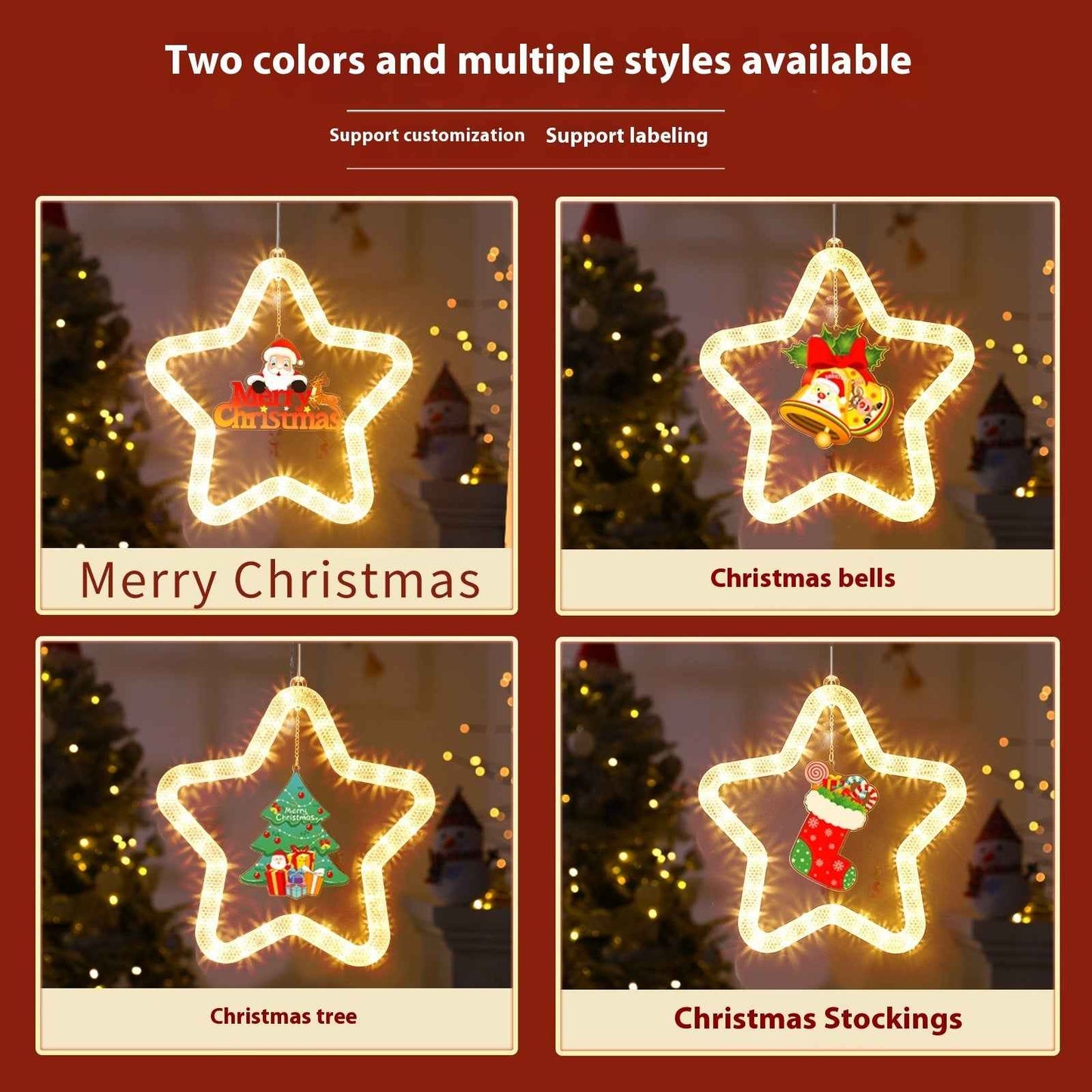 Christmas LED Star Decoration | Festive Pendant Lights for Window and Door Holiday Decor - Hafsa Luxury