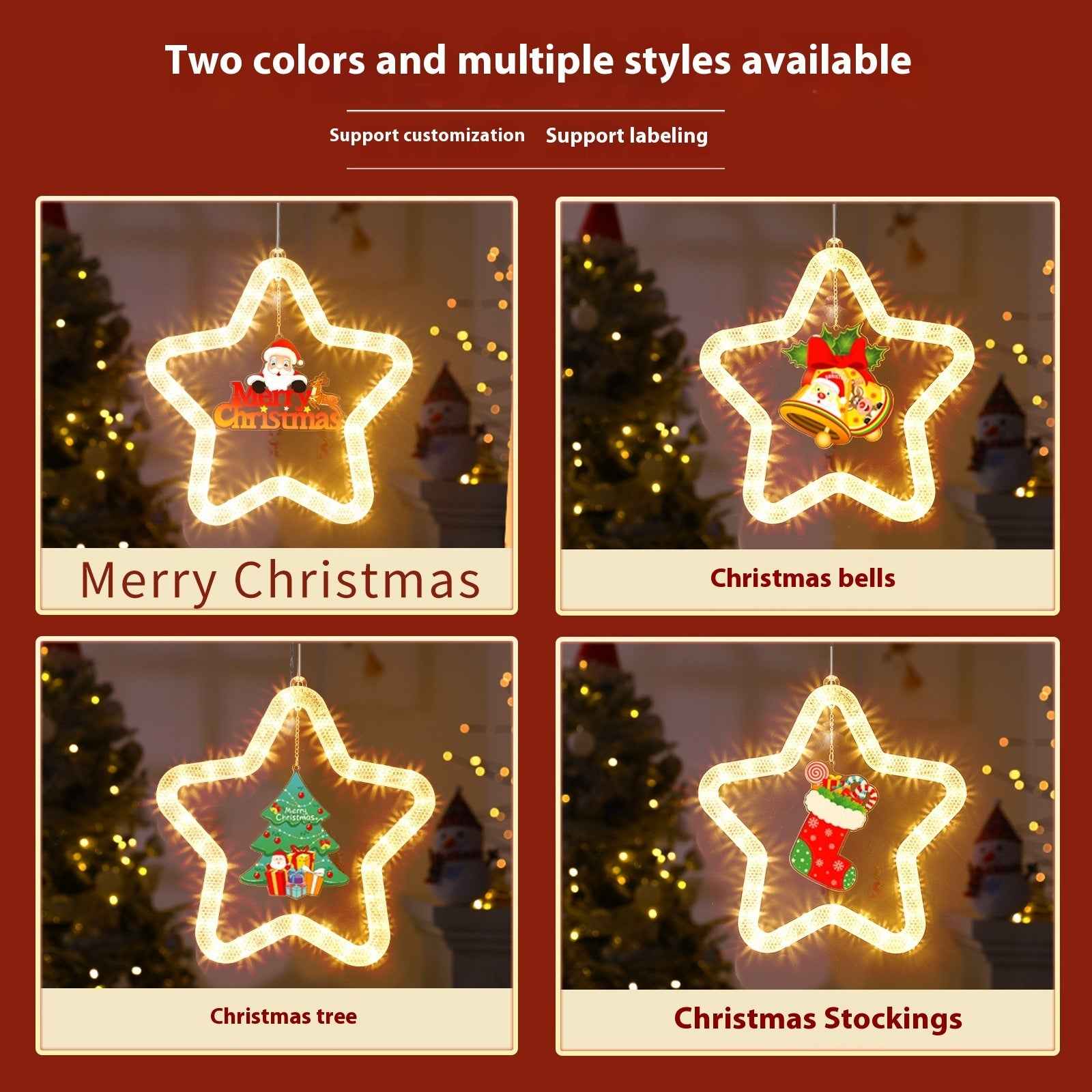 Christmas LED Star Decoration | Festive Pendant Lights for Window and Door Holiday Decor - Hafsa Luxury
