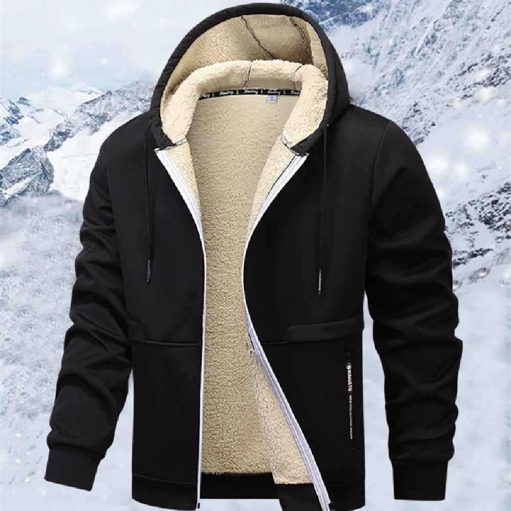 Casual Heavyweight Fleece Hoodies for Men - Thick Sherpa Lined Zipper Jacket for Winter Streetwear Coats - Hafsa Luxury