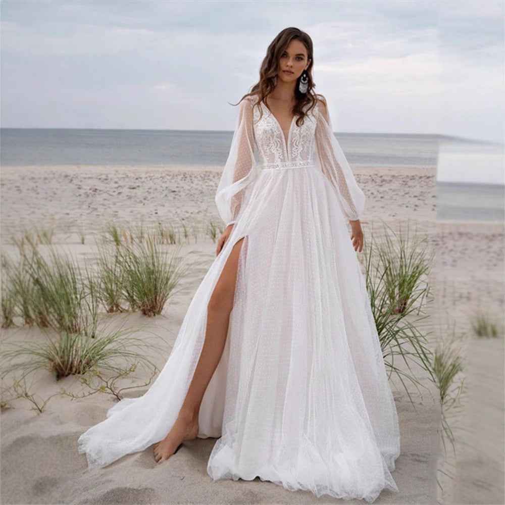 Wish Mesh Split New Light Women's Wedding Dress - Elegant Womens Wedding Dress for Modern Brides - Hafsa Luxury