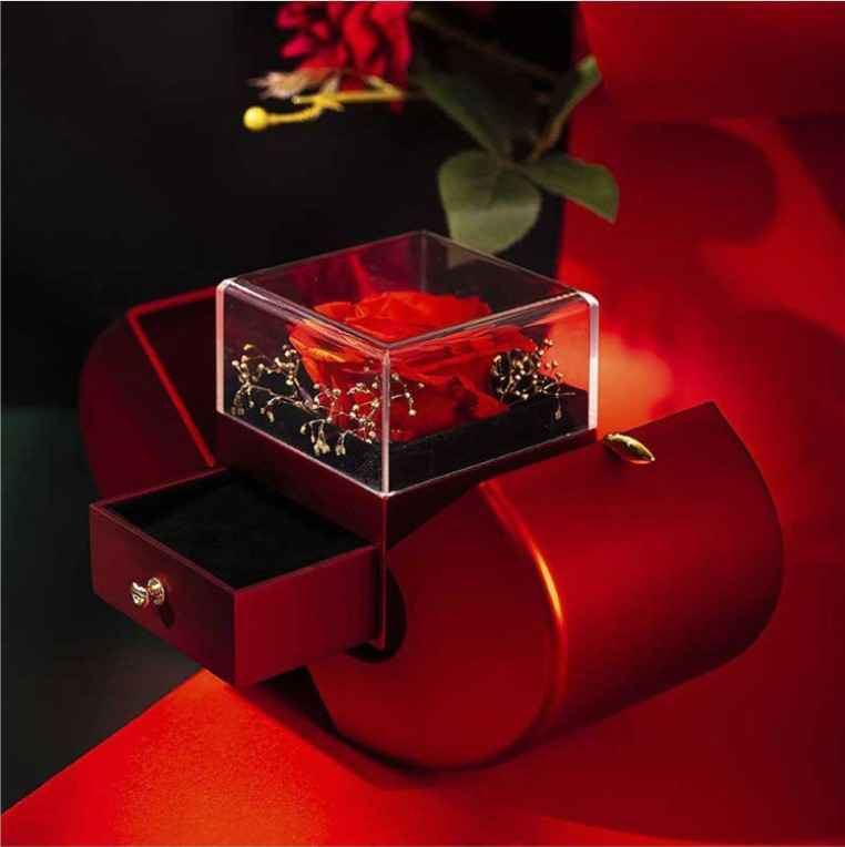 Fashion Jewelry Box Red Apple Design with Necklace & Eternal Rose - Perfect Red Apple Jewelry Box Gift for Christmas, Mother's Day & Valentine's Day - Hafsa Luxury