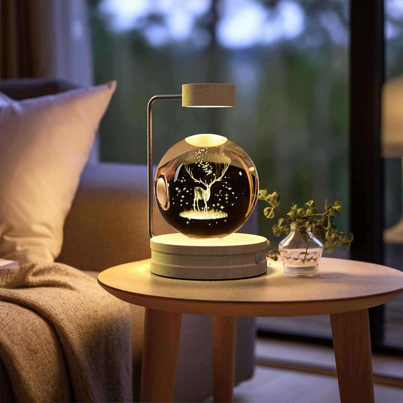 Crystal Ball Cosmic Dinosaur Night Light USB Powered Warm Bedside Lamp for Birthdays - Hafsa Luxury