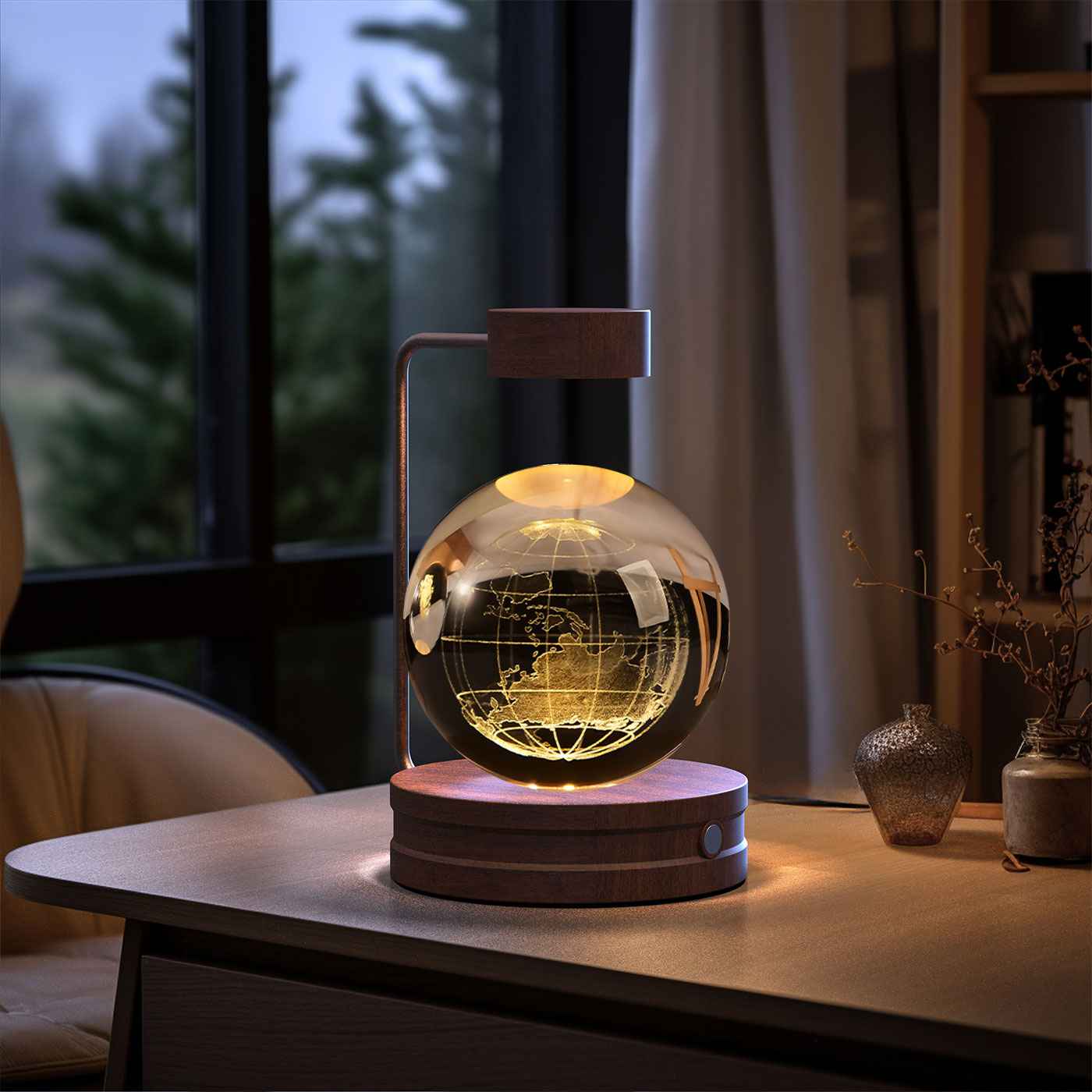 Crystal Ball Cosmic Dinosaur Night Light USB Powered Warm Bedside Lamp for Birthdays - Hafsa Luxury
