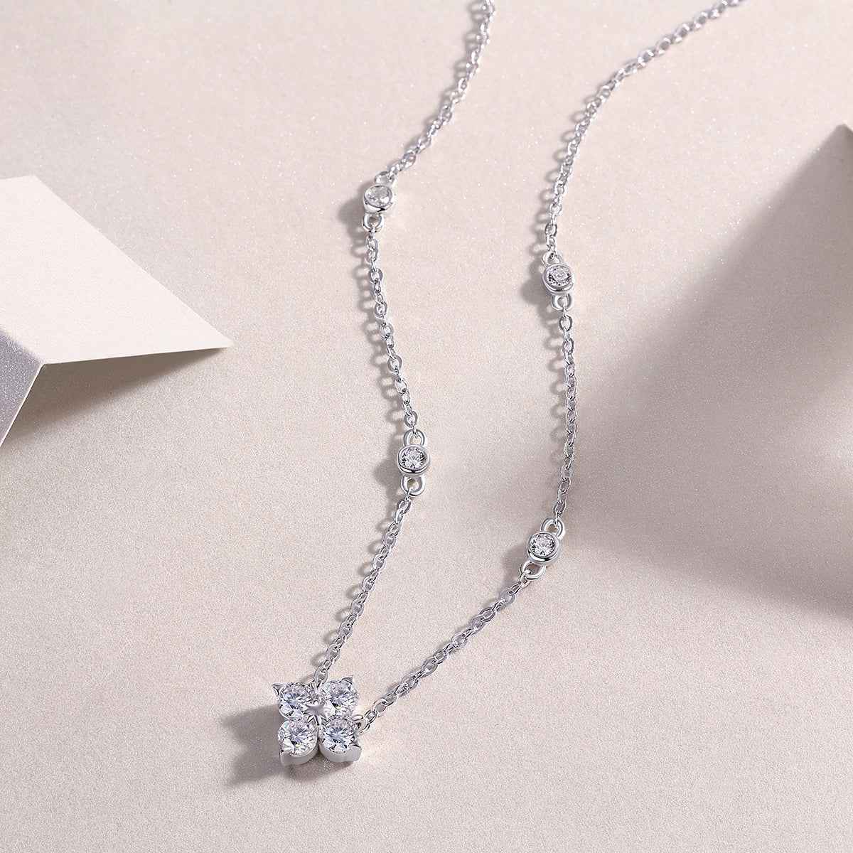 Radiant Star Luxury Diamond Pendant Set with Moissanite in S925 Sterling Silver and Platinum Plating - Hafsa Luxury