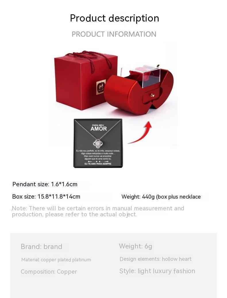 Fashion Jewelry Box Red Apple Design with Necklace & Eternal Rose - Perfect Red Apple Jewelry Box Gift for Christmas, Mother's Day & Valentine's Day - Hafsa Luxury