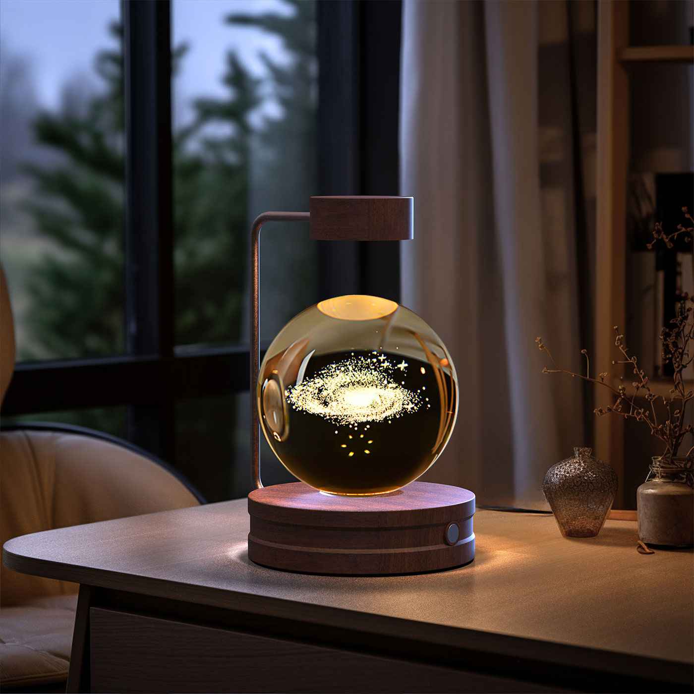 Crystal Ball Cosmic Dinosaur Night Light USB Powered Warm Bedside Lamp for Birthdays - Hafsa Luxury