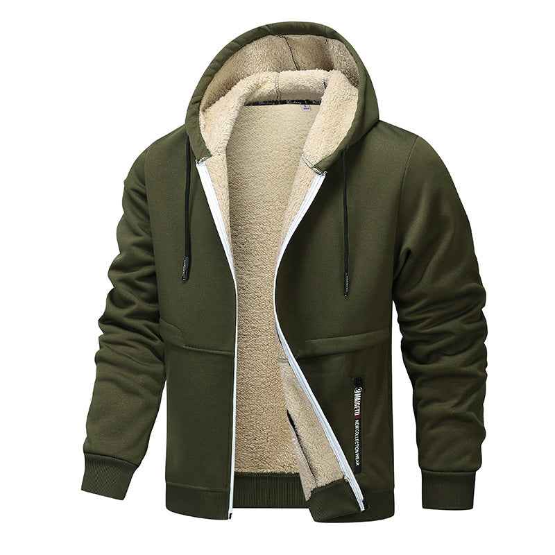 Casual Heavyweight Fleece Hoodies for Men - Thick Sherpa Lined Zipper Jacket for Winter Streetwear Coats - Hafsa Luxury