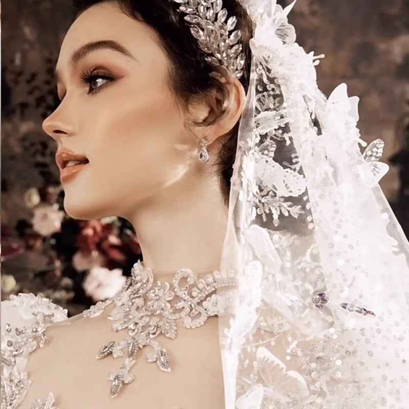 Heavy Industry European-style Royal Court Princess Dress with Large Tail for Women - Hafsa Luxury